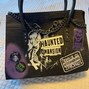 Loungefly Black and Purple Haunted Mansion Shoulder Bag